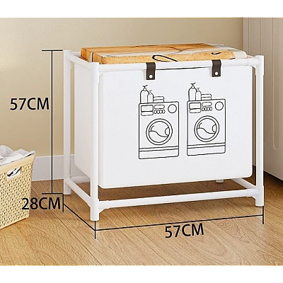 Raft/Cos Depozitare Haine Murdare pentru Baie 1 Cos Cadru de Otel Inoxidabil