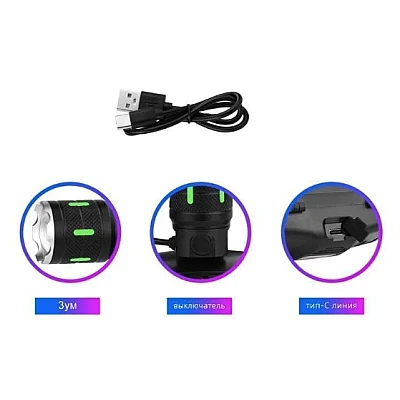 Lanterna de cap cu led si acumulator BL SXB A43 de 30W zoom pentru camping pescuit