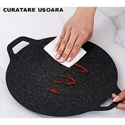 Plita Japoneza rotunda cu manere placa grill antiaderenta diametrul 28 cm