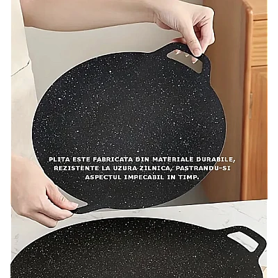 Plita Japoneza rotunda cu manere placa grill antiaderenta diametrul 28 cm