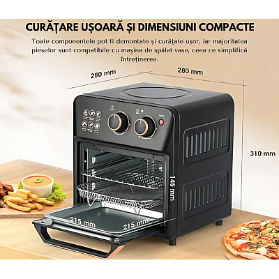 Friteuza cu aer cald retro (cuptor electric) cu prajitor de paine cuptor cu convectie de 12 l pentru casa Friteuza cu aer cald retro (cuptor electric) cu prajitor de paine cuptor cu convectie de 12 l pentru casa