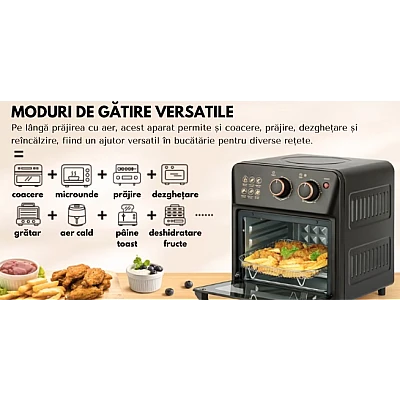 Friteuza cu aer cald retro (cuptor electric) cu prajitor de paine cuptor cu convectie de 12 l pentru casa Friteuza cu aer cald retro (cuptor electric) cu prajitor de paine cuptor cu convectie de 12 l pentru casa