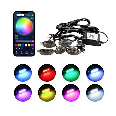 Kit 6 lumini ambientale auto pentru grila RGB 12V cu aplicatie Kit 6 lumini ambientale auto pentru grila RGB 12V cu aplicatie