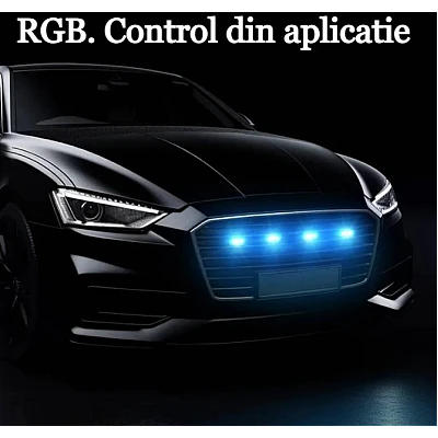 Kit 6 lumini ambientale auto pentru grila RGB 12V cu aplicatie Kit 6 lumini ambientale auto pentru grila RGB 12V cu aplicatie
