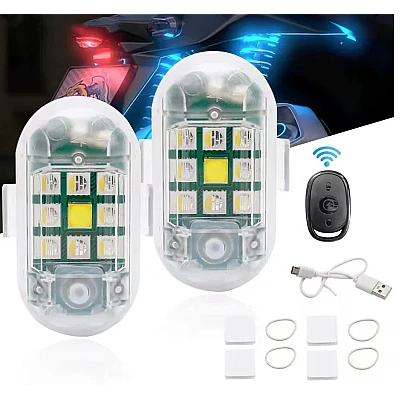 Set 2 mini stroboscope LED Wireless cu magnet acumulator si telecomanda pentru Auto Moto si Biciclete Set 2 mini stroboscope LED Wireless cu magnet acumulator si telecomanda pentru Auto Moto si Biciclete