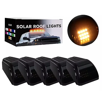 Set 5 Lampi Auto LED pentru plafon auto incarcare SOLARA Culoare Galbena exterior