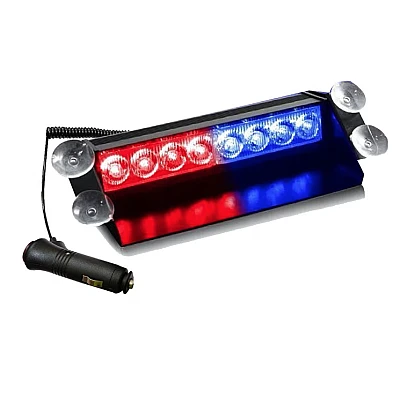Stroboscop led auto 8 LED parbriz cob rosu albastru