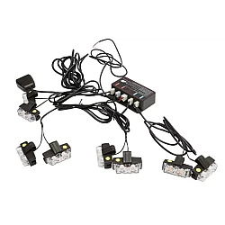 Set 8 stroboscoape auto cu 2 LED lumina galbena 12V