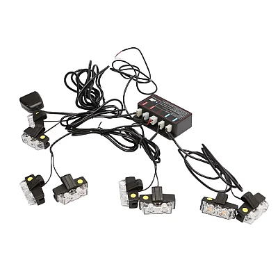 Set 8 stroboscoape auto cu 2 LED lumina galbena 12V Set 8 stroboscoape auto cu 2 LED lumina galbena 12V