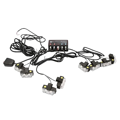 Set 8 stroboscoape auto cu 2 LED lumina galbena 12V Set 8 stroboscoape auto cu 2 LED lumina galbena 12V
