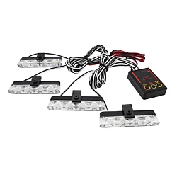 Set 4 stroboscoape pentru grila cu 4 leduri lumina galbena telecomana