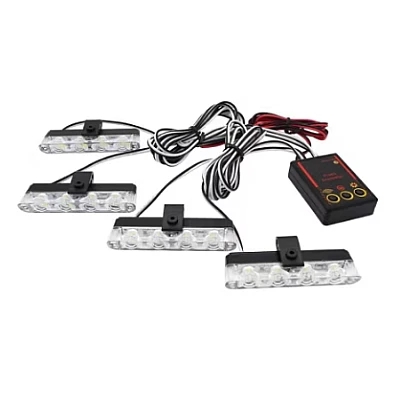 Set 4 stroboscoape pentru grila cu 4 leduri lumina galbena telecomana
