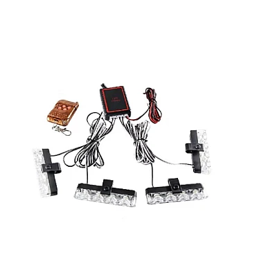 Set 4 stroboscoape pentru grila cu 4 leduri lumina galbena telecomana