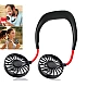 Mini ventilator portabil dublu pentru gat cu acumulator si 3 trepte de viteza ROSU/NEGRU OFF