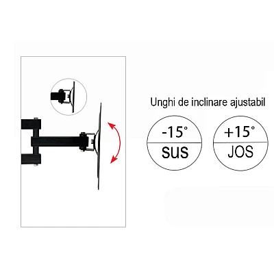 Suport TV de perete HDL 117B 2 cu doua brate reglabil 14 55 Inch maxim 50 Kg
