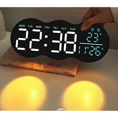 Ceas de masa sau perete digital LED 2808 cu lumina ambientala calda si functie de numaratoare inversa