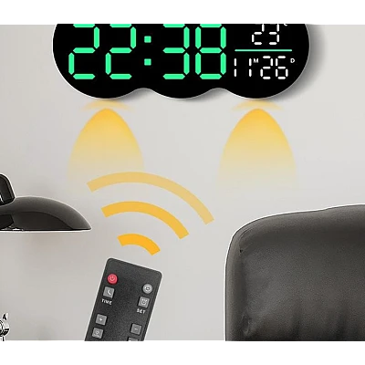 Ceas de masa sau perete digital LED 2808 cu lumina ambientala calda si functie de numaratoare inversa