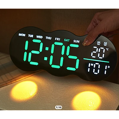 Ceas de masa sau perete digital LED 2808 cu lumina ambientala calda si functie de numaratoare inversa