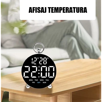 Ceas digital de masa si de perete GH8029 calendar temperatura alarma activare Vocala