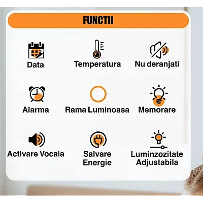 Ceas digital de masa si de perete GH8029 calendar temperatura alarma activare Vocala