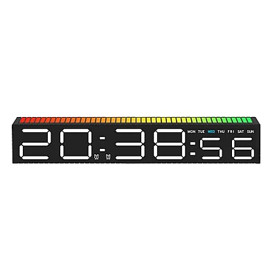 Ceas decorativ ecran LED RGB functie de captare a sunetului afisare ora alarma 3 niveluri de reglare a luminozitatii