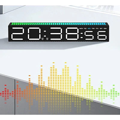 Ceas decorativ ecran LED RGB functie de captare a sunetului afisare ora alarma 3 niveluri de reglare a luminozitatii