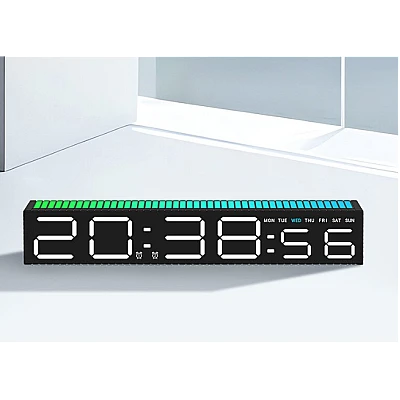 Ceas decorativ ecran LED RGB functie de captare a sunetului afisare ora alarma 3 niveluri de reglare a luminozitatii