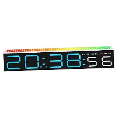 Ceas decorativ ecran LED RGB functie de captare a sunetului afisare ora alarma 3 niveluri de reglare a luminozitatii