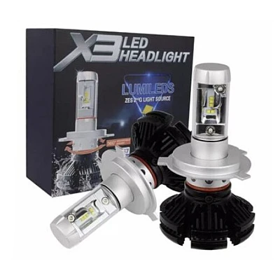 Set 2 becuri led auto X3 H4 putere 50W 6000 lumeni cu 2 faze OFF