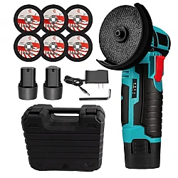 Mini polizor flex unghiular portabil cu 2 acumulatori 6 discuri 12V 76MM