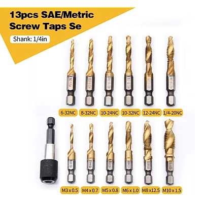 Set 13 piese Burghie si Taroduri combinat SAE si Metric AURII