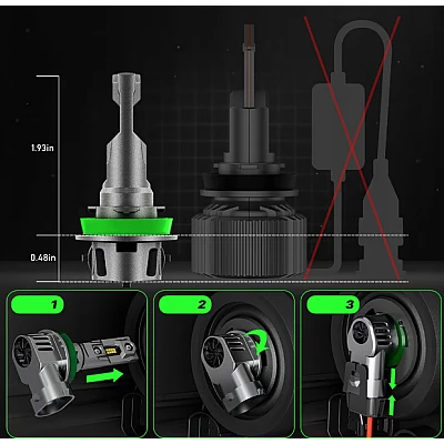 Set 2 becuri LED F11 H7 de 12000 lm 12 V putere 100W