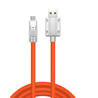 Cablu de date USB cu USB C 120W 6A 1m Portocaliu capete Metalice TYPE C Cablu de date USB cu USB C 120W 6A 1m Portocaliu capete Metalice TYPE C