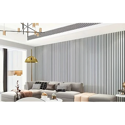 Tapet model riflaj lemn 3D GRI cu dungi 40 x 300cm