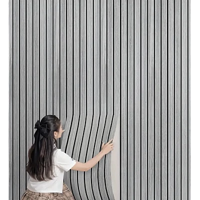 Tapet model riflaj lemn 3D GRI cu dungi 40 x 300cm