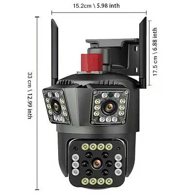 Camera de Supraveghere Tripla WIFI 24MP Exterior/Interior Ultra HD 10X zoom Rotire Comunicare Bidirectionala