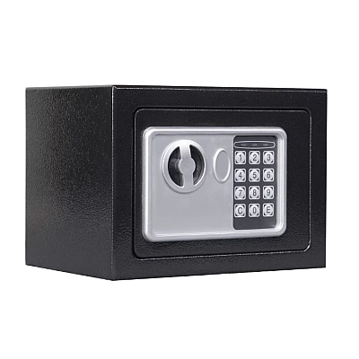 Seif electronic standard cu cifru si cheie 170x230x170 mm Negru Seif electronic standard cu cifru si cheie 170x230x170 mm Negru