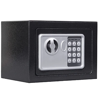 Seif electronic standard cu cifru si cheie 170x230x170 mm Negru Seif electronic standard cu cifru si cheie 170x230x170 mm Negru