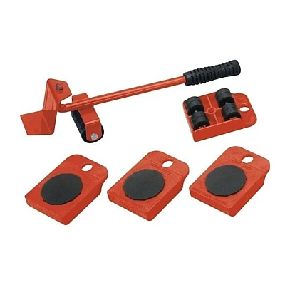 Kit Mutat Mobilier 4 Platforme cu roti si 1 Parghie metalica