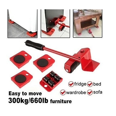 Kit Mutat Mobilier 4 Platforme cu roti si 1 Parghie metalica