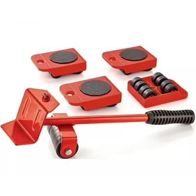 Kit Mutat Mobilier 4 Platforme cu roti si 1 Parghie metalica
