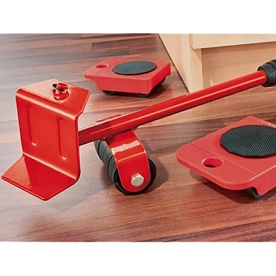 Kit Mutat Mobilier 4 Platforme cu roti si 1 Parghie metalica