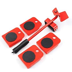 Kit Mutat Mobilier 4 Platforme cu roti si 1 Parghie metalica
