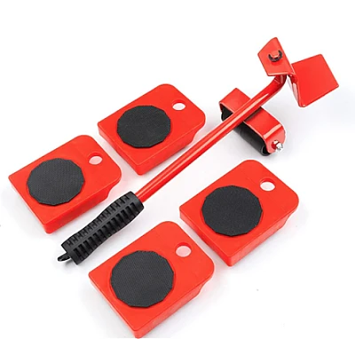 Kit Mutat Mobilier 4 Platforme cu roti si 1 Parghie metalica
