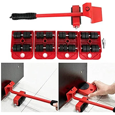 Kit Mutat Mobilier 4 Platforme cu roti si 1 Parghie metalica