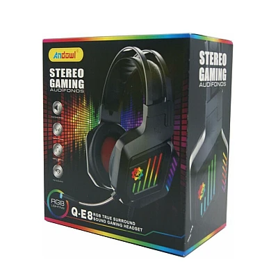 Casti Andowl Q E8 Over Ear Gaming cu conexiune 2x3,5mm / USB Negru