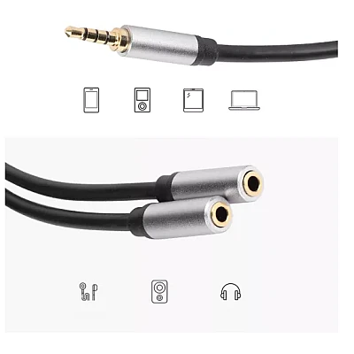 Cablu adaptor audio QHD74 de 3.5mm 20cm Cablu adaptor audio QHD74 de 3.5mm 20cm