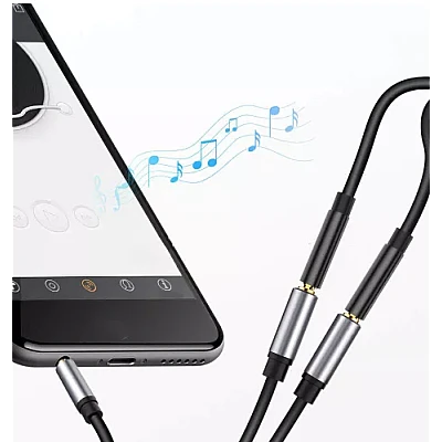Cablu adaptor audio QHD74 de 3.5mm 20cm Cablu adaptor audio QHD74 de 3.5mm 20cm