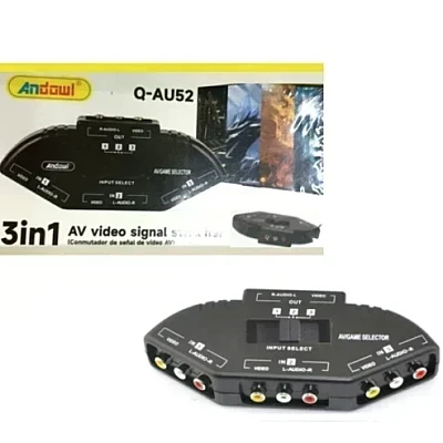 Comutator de semnal video AV Andowl Q AU52 model 3 in 1 negru Comutator de semnal video AV Andowl Q AU52 model 3 in 1 negru