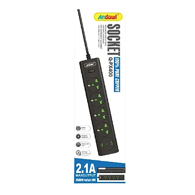 Prelungitor Electric cu 4 prize 2 USB Tip A 1 USB Tip C si intrerupator Q PX400 Prelungitor Electric cu 4 prize 2 USB Tip A 1 USB Tip C si intrerupator Q PX400